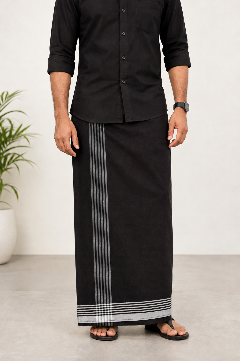 Auraline Black Cotton Dhoti SM02
